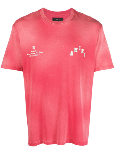 Shop Amiri Vintage Collegiate Logo-print T-shirt In Pink