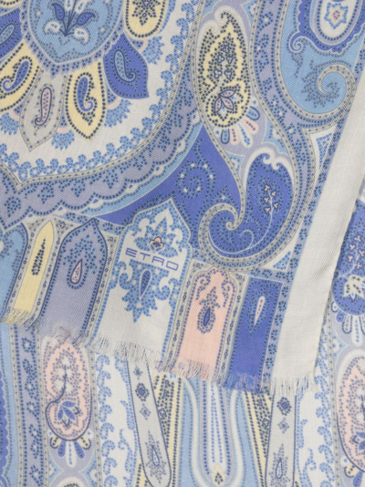 Shop Etro Paisley-print Cashmere-silk Blend Scarf In Blue