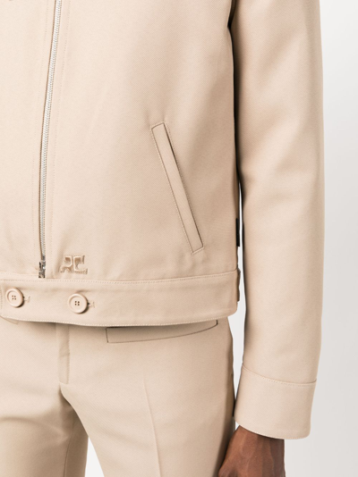 Shop Courrèges Logo-patch Zipped Jacket In Neutrals