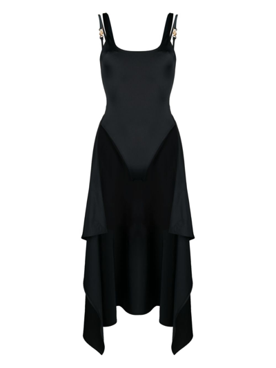 Shop Versace Medusa-chain Sleeveless Midi Dress In Black