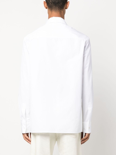 Shop Jil Sander Pointed-collar Organic-cotton Shirt In White