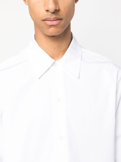 Shop Jil Sander Pointed-collar Organic-cotton Shirt In White