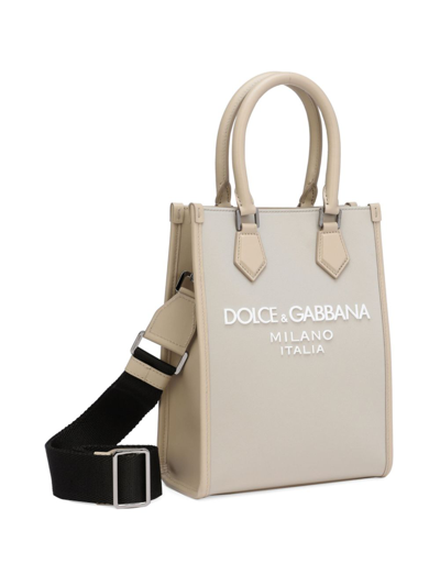 Shop Dolce & Gabbana Logo-patch Nylon Shoulder Bag In Neutrals
