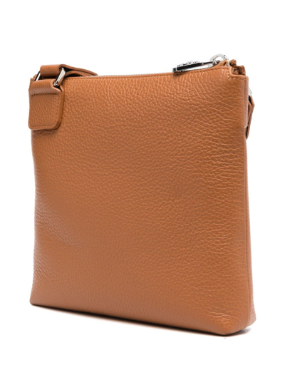 Shop Billionaire Logo-plaque Leather Crossbody Bag In Brown