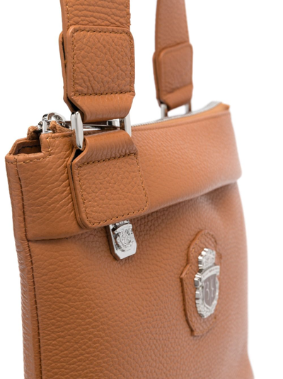 Shop Billionaire Logo-plaque Leather Crossbody Bag In Brown