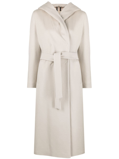 Herno Hooded Virgin-wool Coat In Neutrals