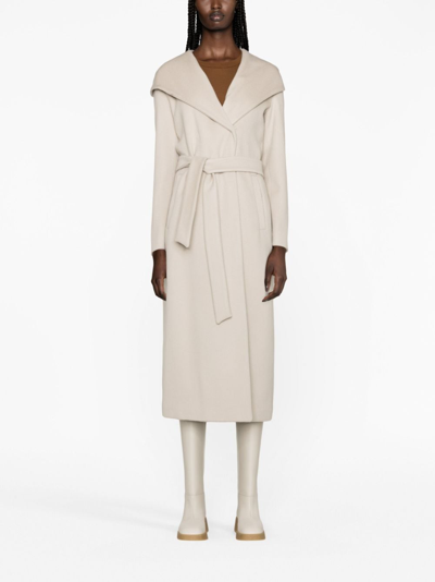 Herno Hooded Virgin-wool Coat In Neutrals