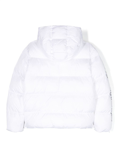 Shop Dsquared2 Logo-lettering Contrasting-trim Padded Jacket In White