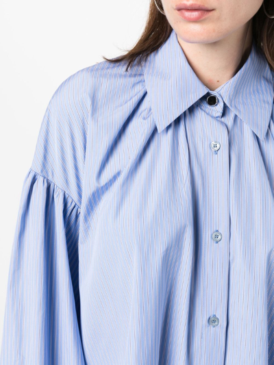 Shop Del Core Pinstripe-pattern Shirt Minidress In Blue