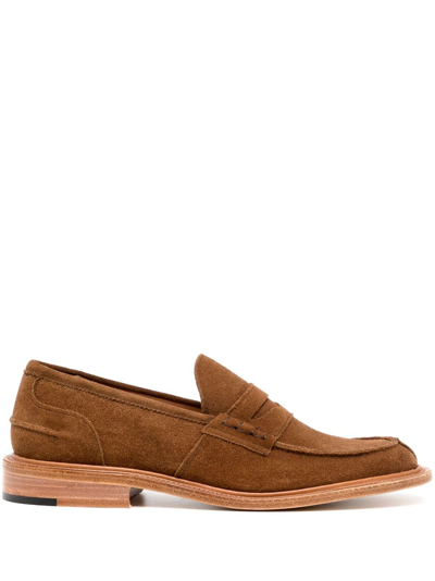Shop Tricker's Slip-on Suede Loafers In Brown
