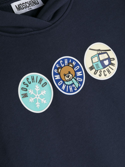 Shop Moschino Logo-print Cotton Hoodie In Blue