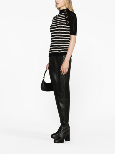 Balmain Striped Cashmere-blend Top In Black