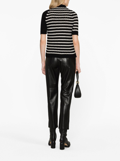 Shop Balmain Striped Cashmere-blend Top In Black