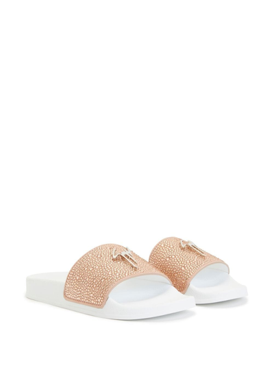 Shop Giuseppe Zanotti Brett Embellished Slides In Pink