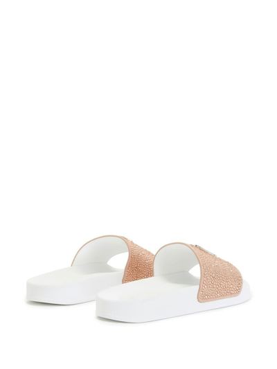 Shop Giuseppe Zanotti Brett Embellished Slides In Pink