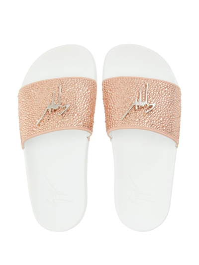 Shop Giuseppe Zanotti Brett Embellished Slides In Pink