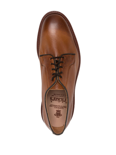 Shop Tricker's Lace-up Pebbled Leather Loafers In Brown