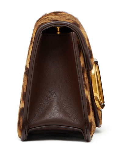 Shop Valentino Locò Calf-hair Shoulder Bag In Brown