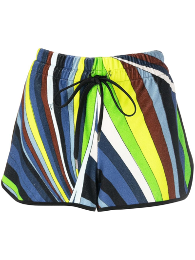 Shop Pucci Kaleidoscopic-print Drawstring Mini Shorts In Green