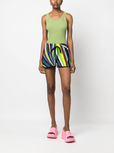 Shop Pucci Kaleidoscopic-print Drawstring Mini Shorts In Green