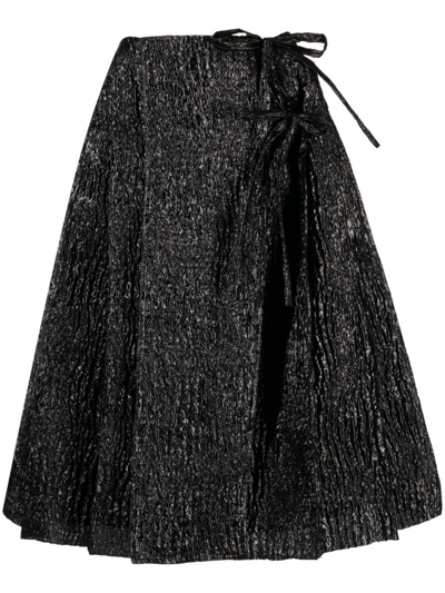 Simone Rocha Metallic-effect Crinkled A-line Skirt In Black