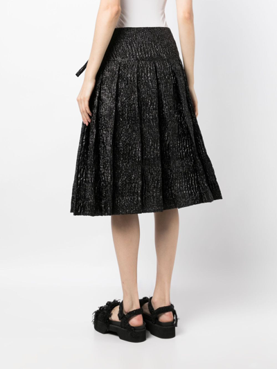 Simone Rocha Metallic-effect Crinkled A-line Skirt In Black