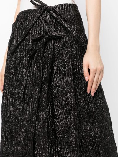 Simone Rocha Metallic-effect Crinkled A-line Skirt In Black