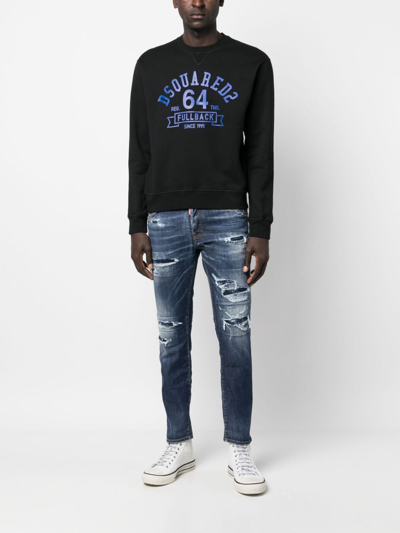 Shop Dsquared2 Distressed-finish Tapered-leg Jeans In Blue