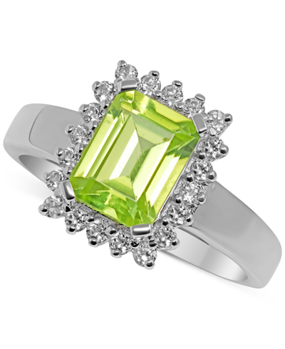 Macy's Garnet (1-3/4 Ct. T.w.) & White Topaz (1/3 Ct. T.w.) Halo Ring In Sterling Silver (also Available In In Peridot