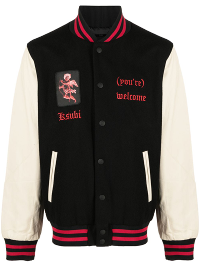 Shop Ksubi Varsity Jacket - Men's - Wool/polyester/leather In Black