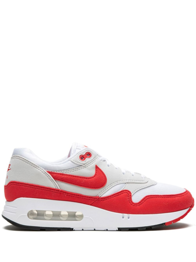 Shop Nike White Air Max 1 '86 Og Sneakers - Women's - Suede/rubber/fabric/mesh In White/university Red-neutral Grey-black