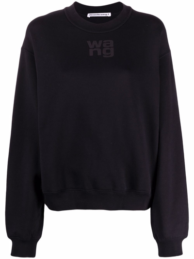 Shop Alexander Wang Black Logo Print Cotton Sweatshirt