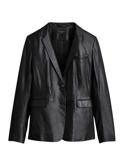 Shop Rag & Bone Women's Razor Leather Blazer In Black