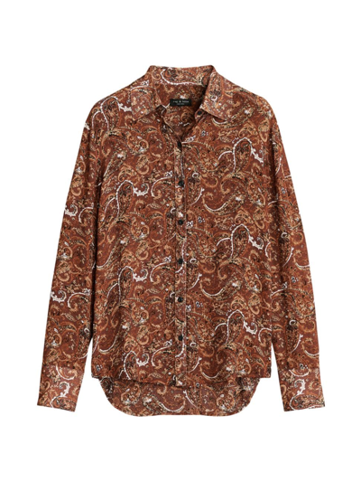 Shop Rag & Bone Women's Antonia Paisley Shirt In Brown Multi