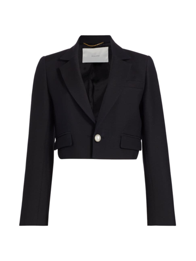 Shop Adam Lippes Women's Cropped Wool & Silk Jacket In Black