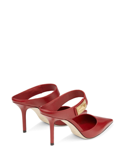 Shop Jimmy Choo Nell 85mm Pointed-toe Mules In Red