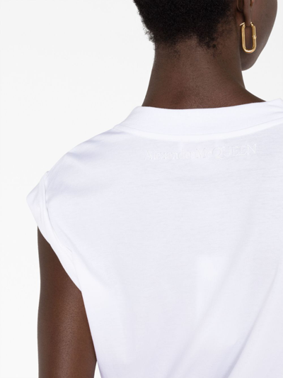 Shop Alexander Mcqueen Asymmetric Cotton T-shirt In White