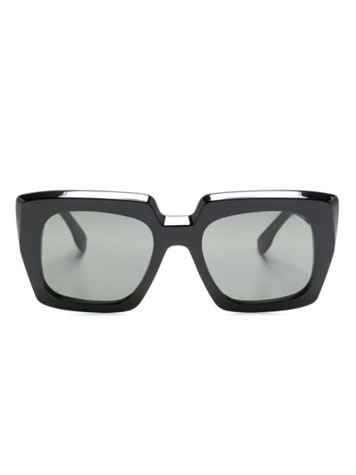 Shop Retrosuperfuture Logo-print Square-frame Sunglasses In Black