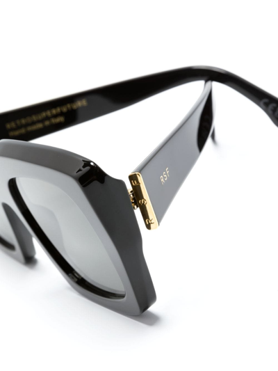 Shop Retrosuperfuture Logo-print Square-frame Sunglasses In Black