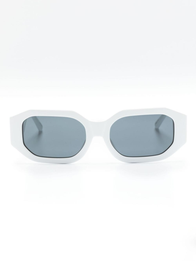 Shop Attico X The  Blake Rectangle-frame Sunglasses In White