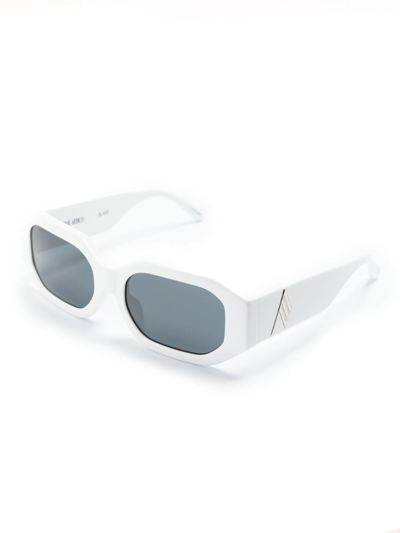 Shop Attico X The  Blake Rectangle-frame Sunglasses In White