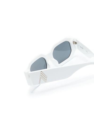 Shop Attico X The  Blake Rectangle-frame Sunglasses In White