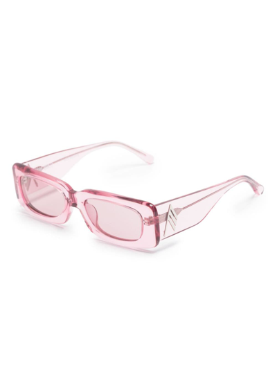 Shop Attico X The  Mini Marfa Rectangle-frame Sunglasses In Pink