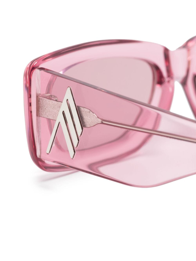 Shop Attico X The  Mini Marfa Rectangle-frame Sunglasses In Pink