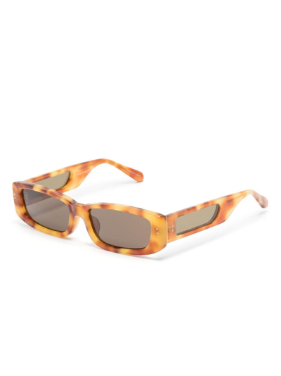 Shop Linda Farrow Talita Rectangle-frame Sunglasses In Brown