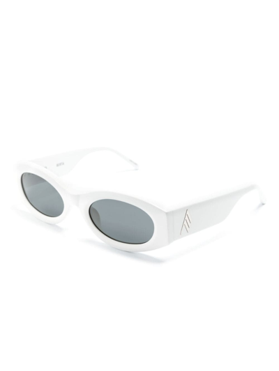 Shop Attico X The  Berta Round-frame Sunglasses In White