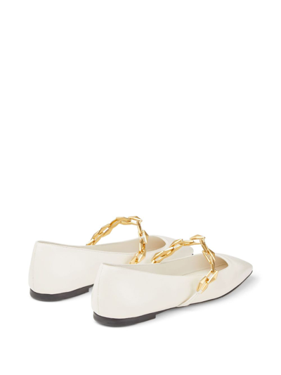 Shop Jimmy Choo Diamond Tilda Leather Ballerina Shoes In White