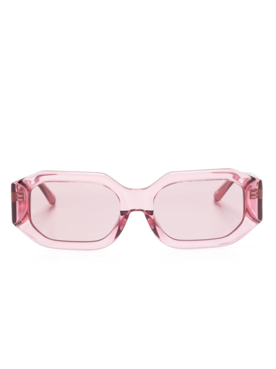 Shop Attico X The  Blake Rectangle-frame Sunglasses In Pink