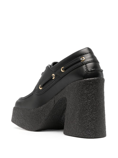 Shop Stella Mccartney 115mm Textured Platform Loafers In Black