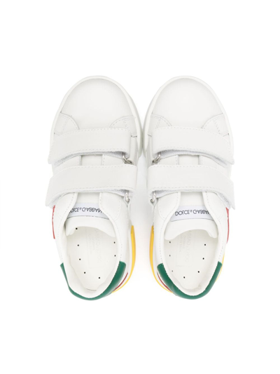 Shop Dolce & Gabbana Logo-patch Touch-strap Leather Sneakers In White